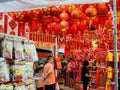 SINGAPORE Ã¢â¬â 4 JAN 2020 Ã¢â¬â Chinese New Year decorations for sale at a festive market Royalty Free Stock Photo